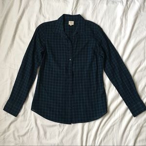 J Crew button up- blue and green plaid